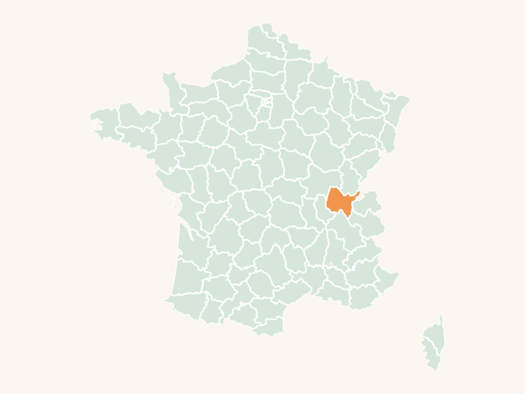 Carte urbex de l'Ain : le département en orange sur la carte de France