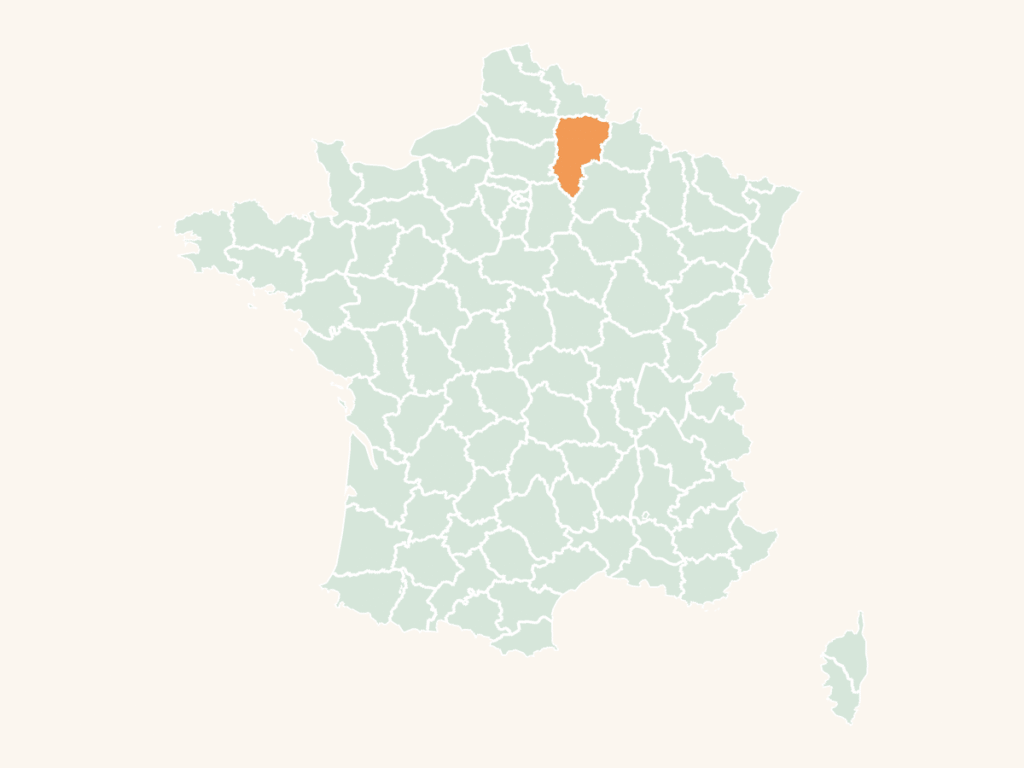 Carte urbex de l'Aisne : le département en orange sur la carte de France