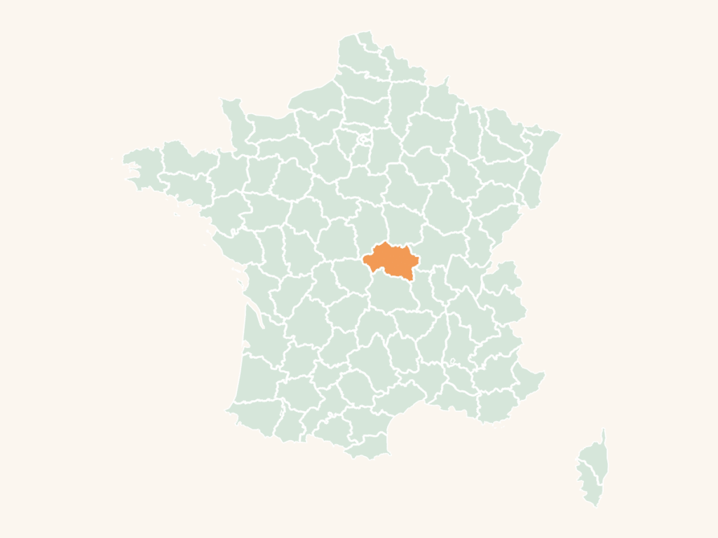 Carte urbex de l'Allier : le département en orange sur la carte de France