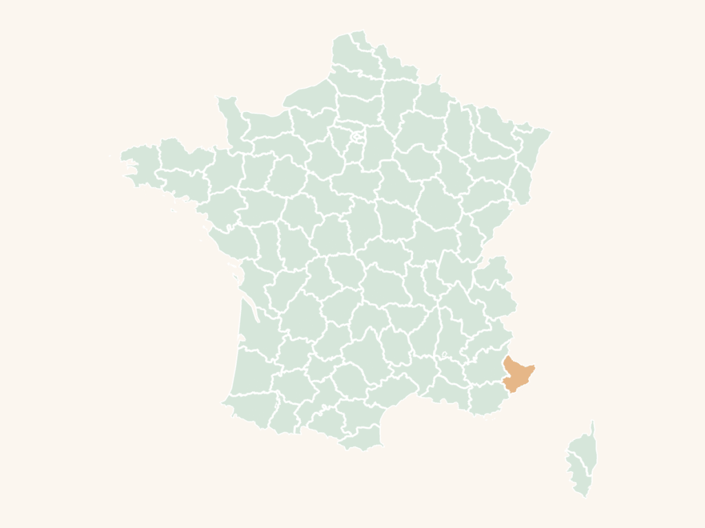 Carte urbex des Alpes-Maritimes : le département en orange sur la carte de France