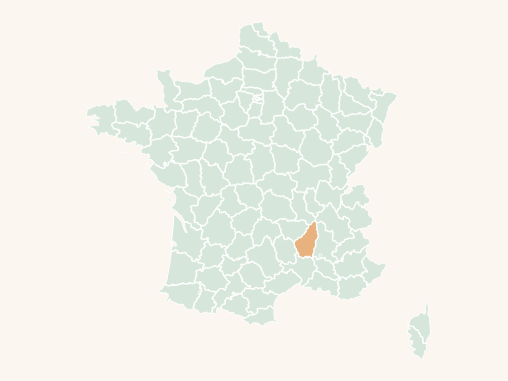 Carte urbex de l'Ardèche : le département en orange sur la carte de France