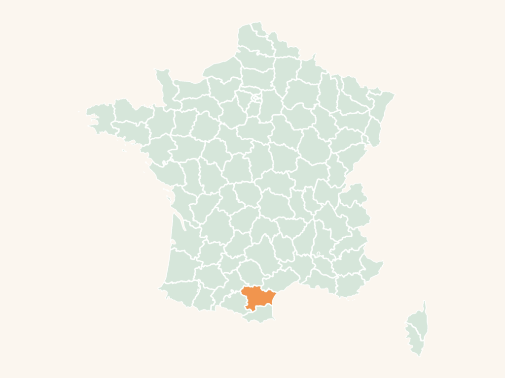 Carte urbex de l'Aude : le département en orange sur la carte de France