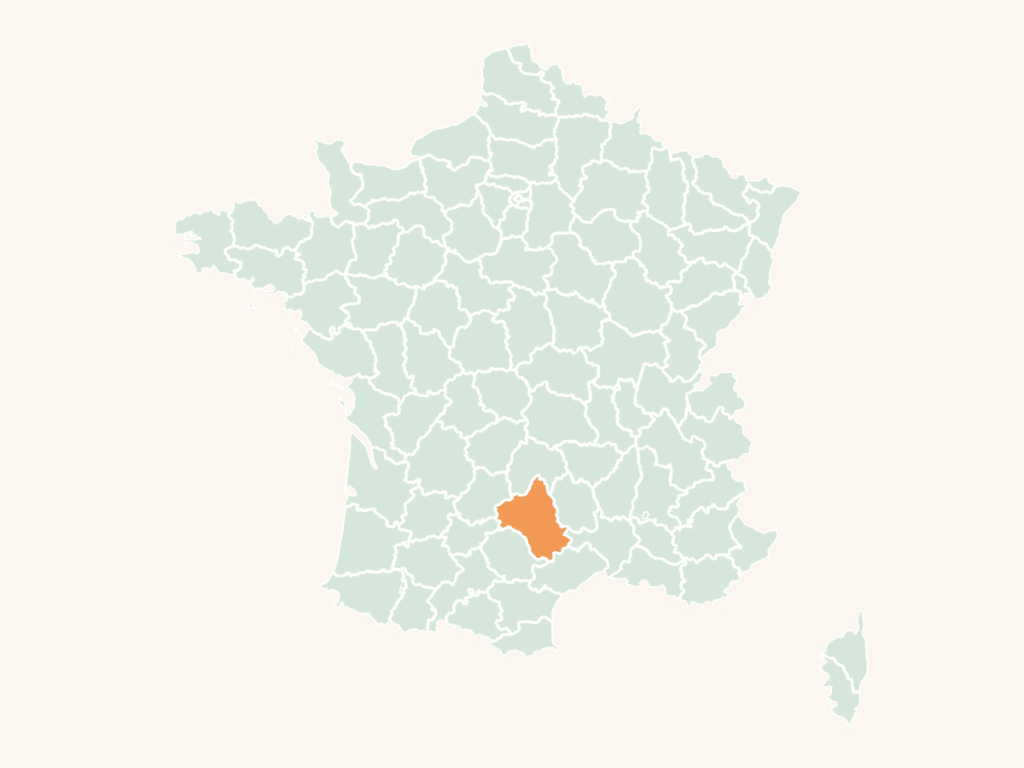 Carte urbex de l'Aveyron : le département en orange sur la carte de France