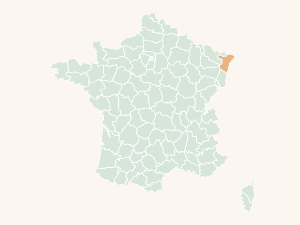 Carte urbex du Bas-Rhin : le département en orange sur la carte de France
