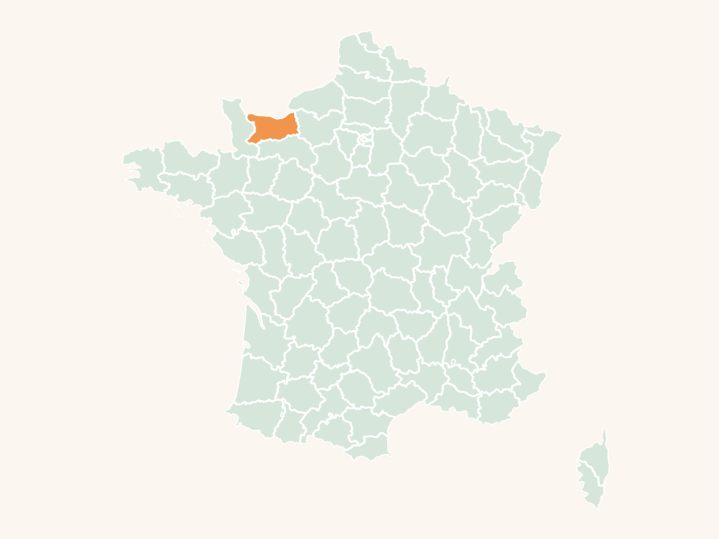 Carte urbex du Calvados : le département en orange sur la carte de France