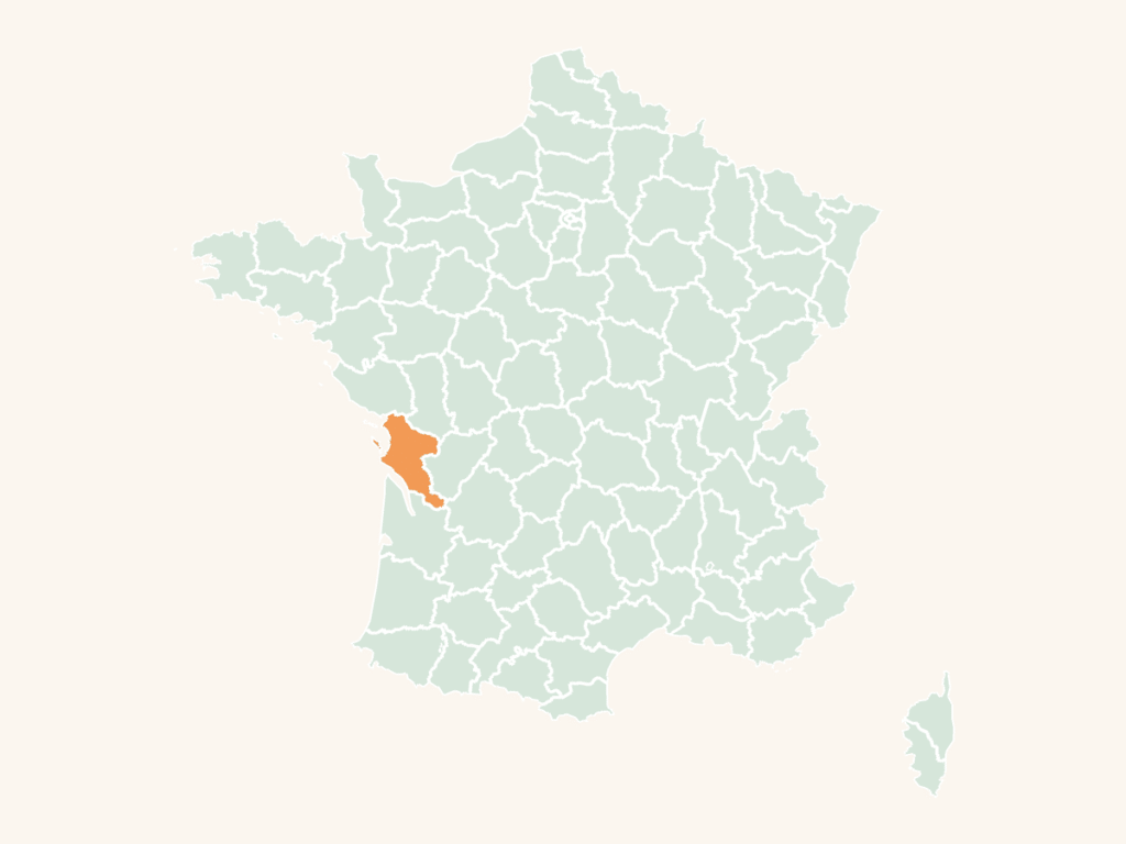 Carte urbex de la Charente-Maritime : le département en orange sur la carte de France