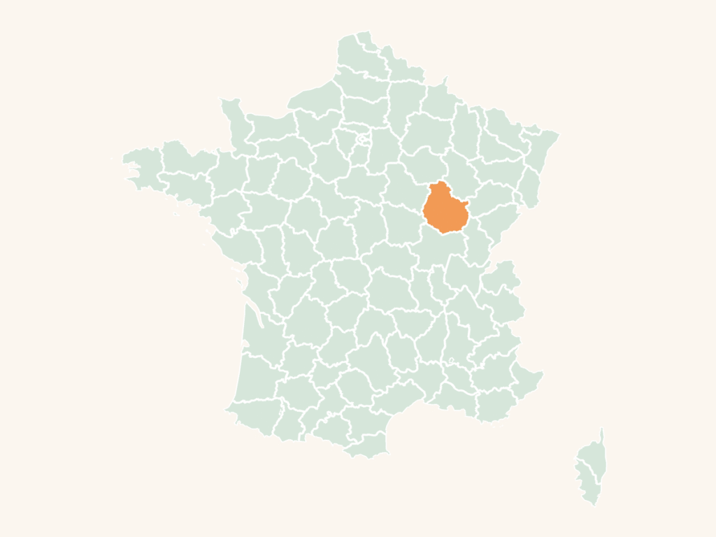 Carte urbex de la Côte-d'Or : le département en orange sur la carte de France