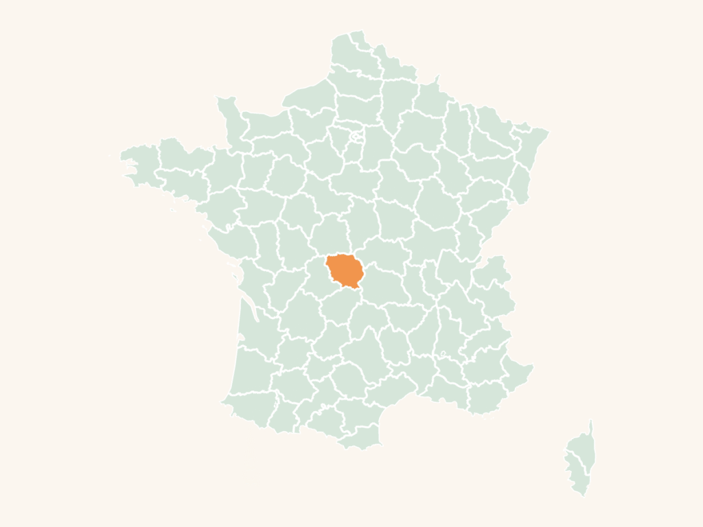 Carte urbex de la Creuse : le département en orange sur la carte de France