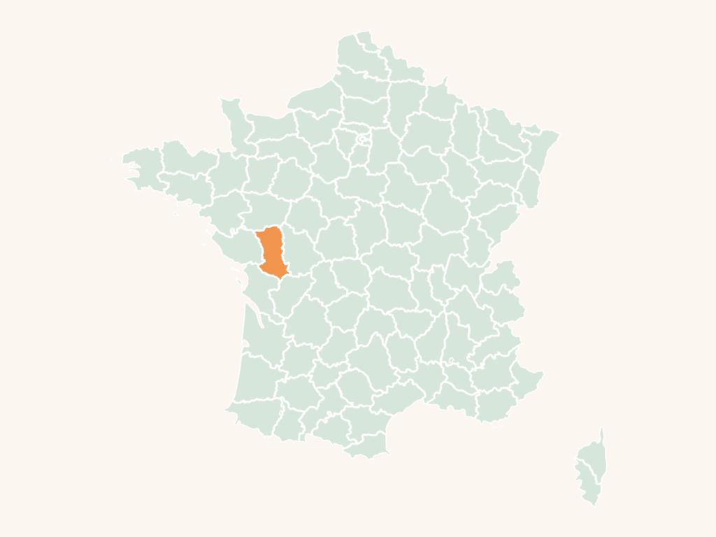 Carte urbex des Deux-Sèvres : le département en orange sur la carte de France