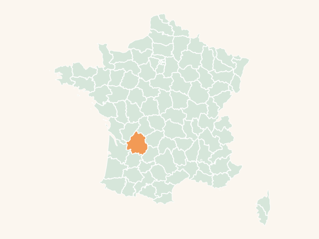 Carte urbex de la Dordogne : le département en orange sur la carte de France