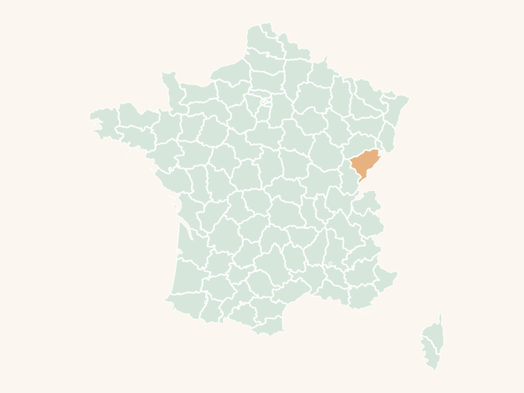 Carte urbex du Doubs : le département en orange sur la carte de France