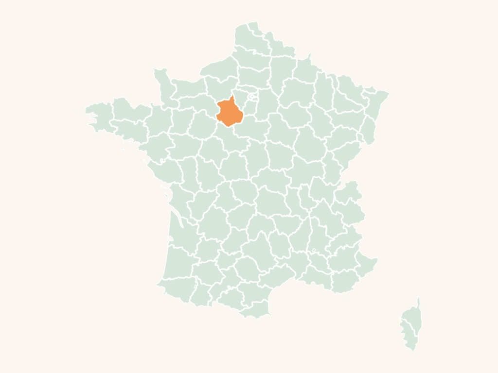 Carte urbex d'Eure-et-Loir : le département en orange sur la carte de France