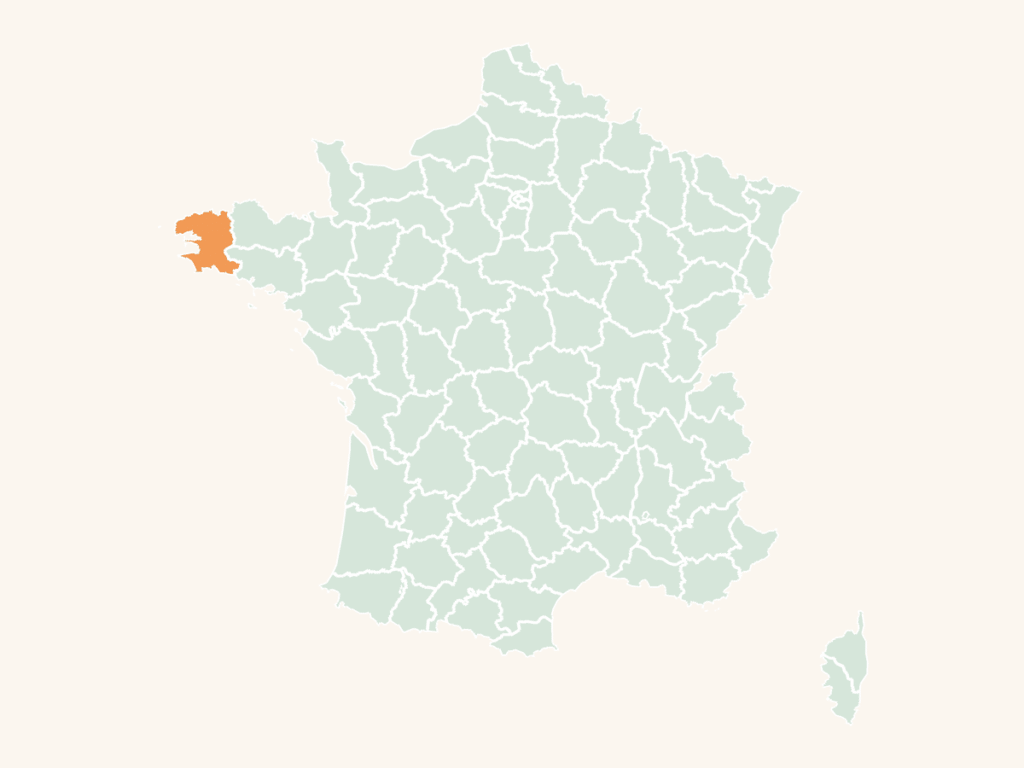 Carte urbex du Finistère : le département en orange sur la carte de France