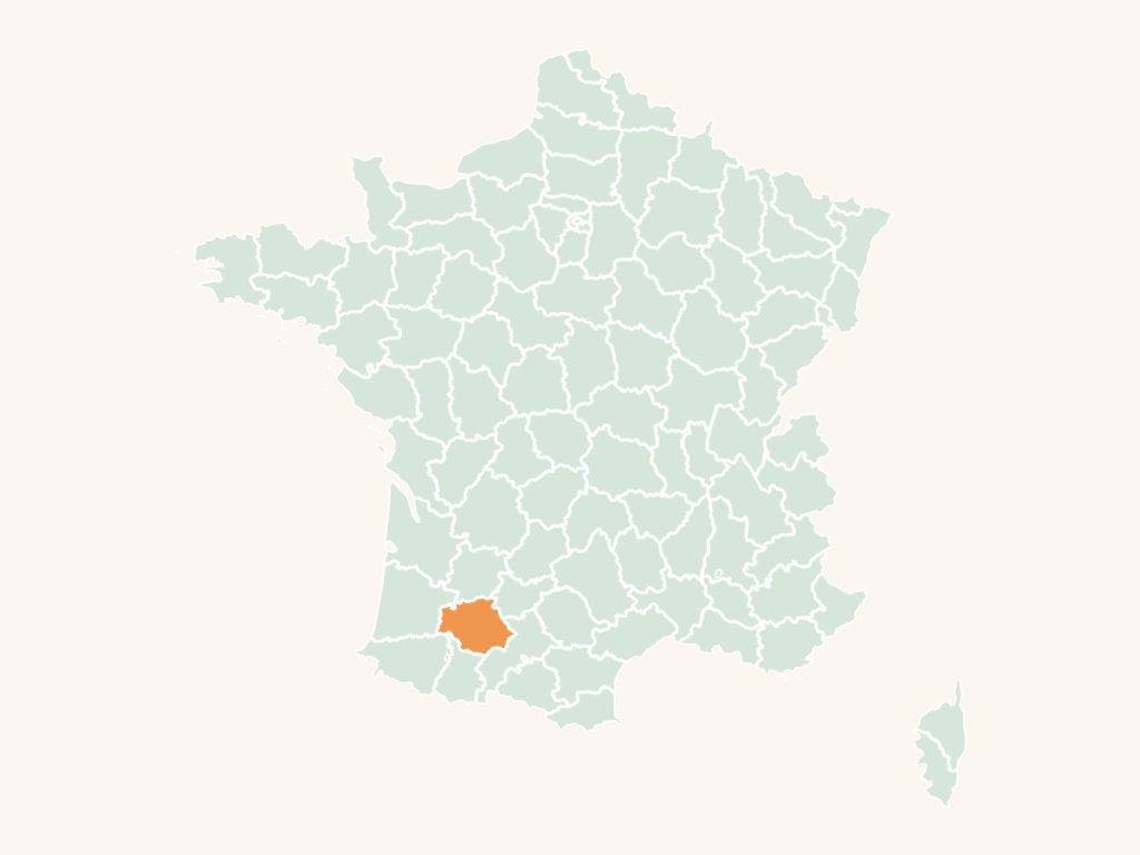 Carte urbex du Gers : le département en orange sur la carte de France