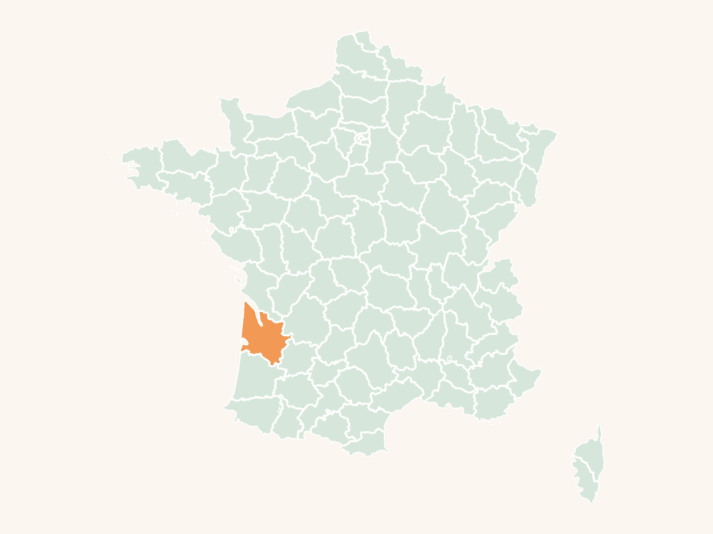 Carte urbex de la Gironde : le département en orange sur la carte de France