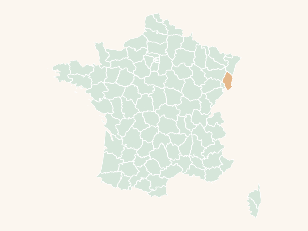 Carte urbex du Haut-Rhin : le département en orange sur la carte de France