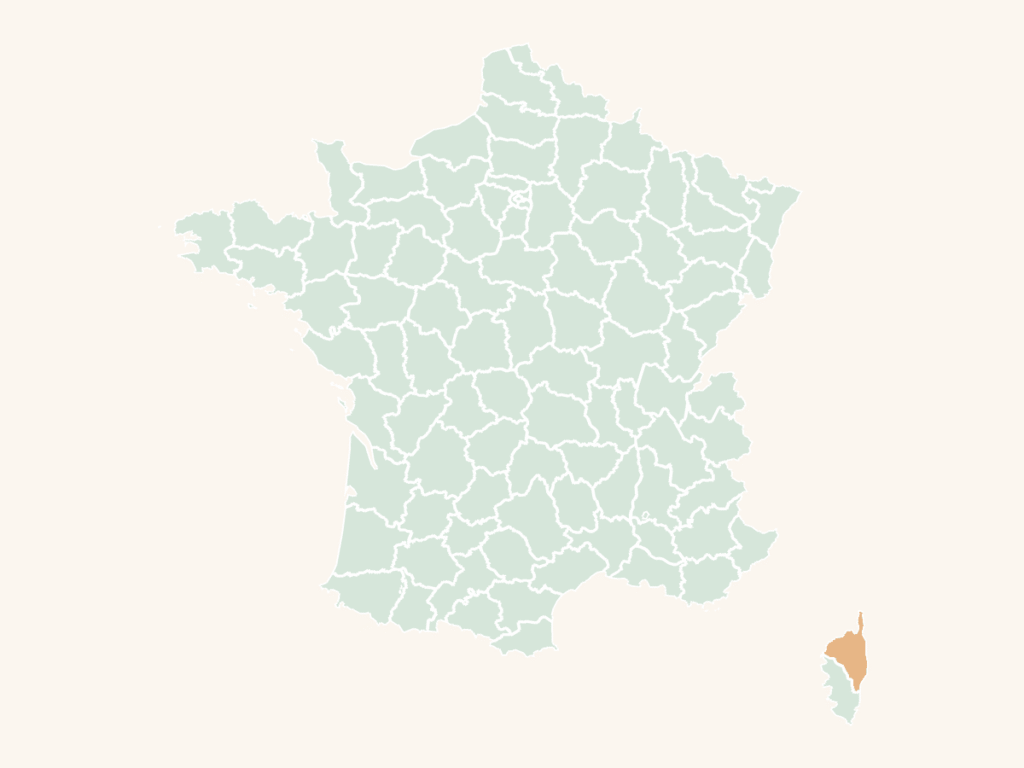 Carte urbex de la Haute-Corse : le département en orange sur la carte de France