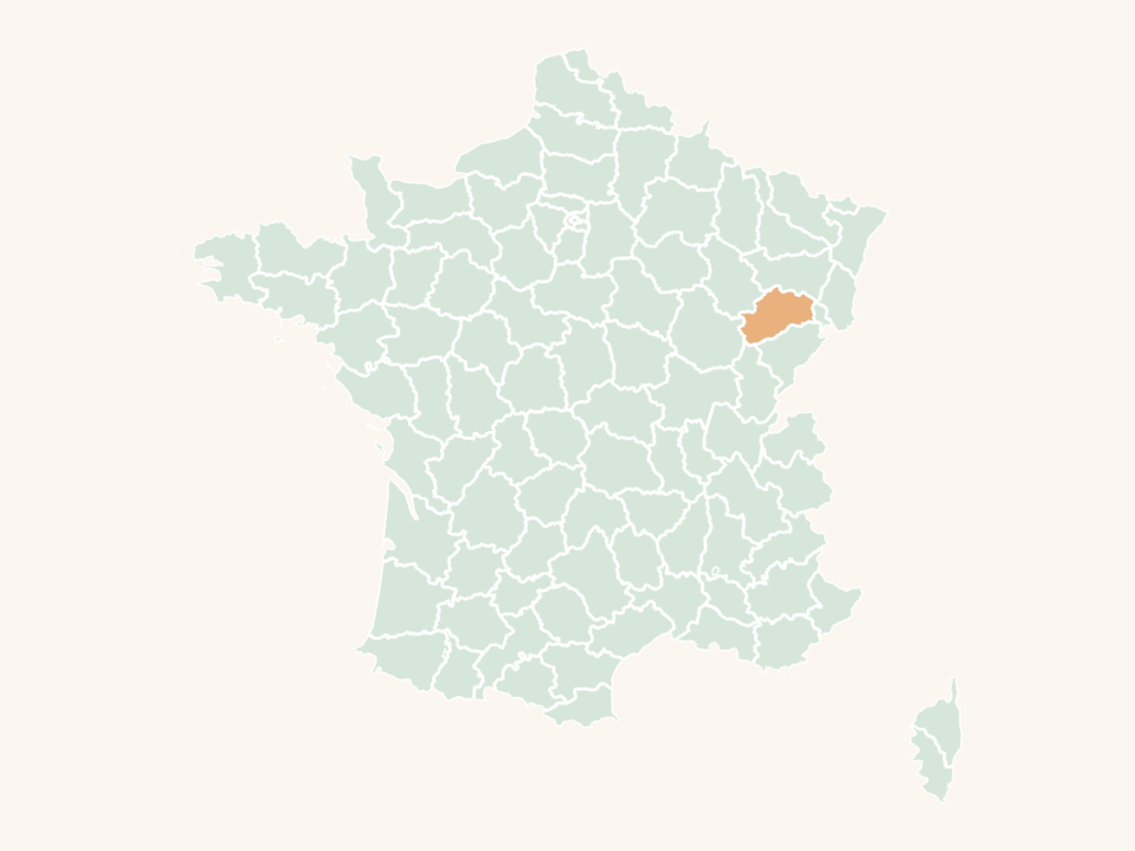 Carte urbex de la Haute-Saône : le département en orange sur la carte de France
