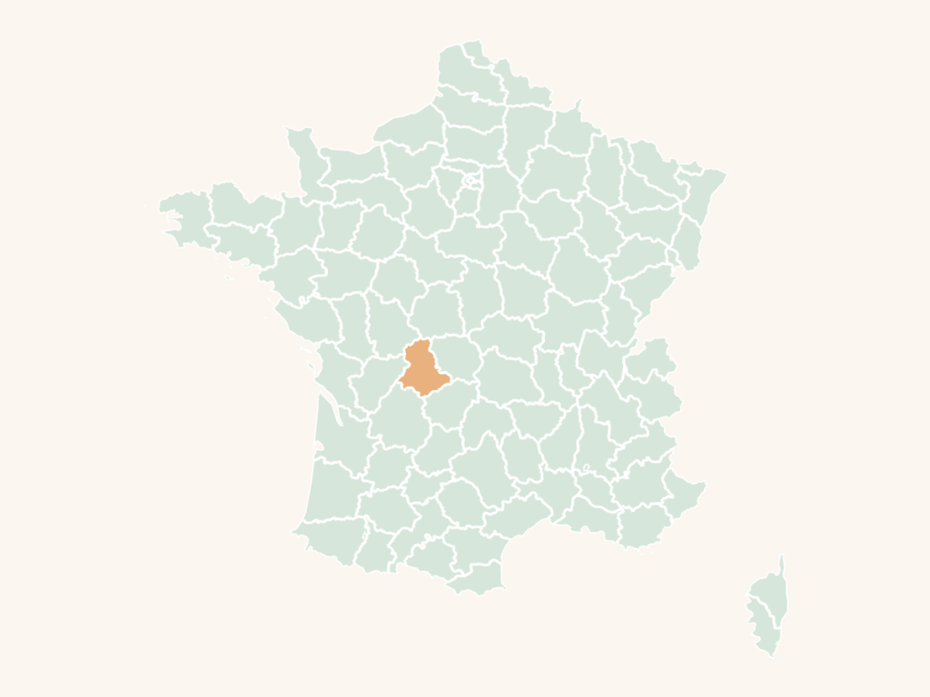 Carte urbex de la Haute-Vienne : le département en orange sur la carte de France
