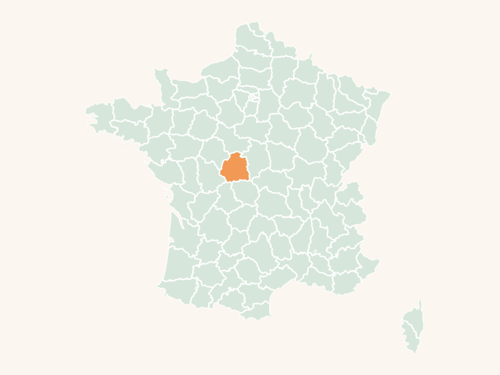 Carte urbex de l'Indre : le département en orange sur la carte de France