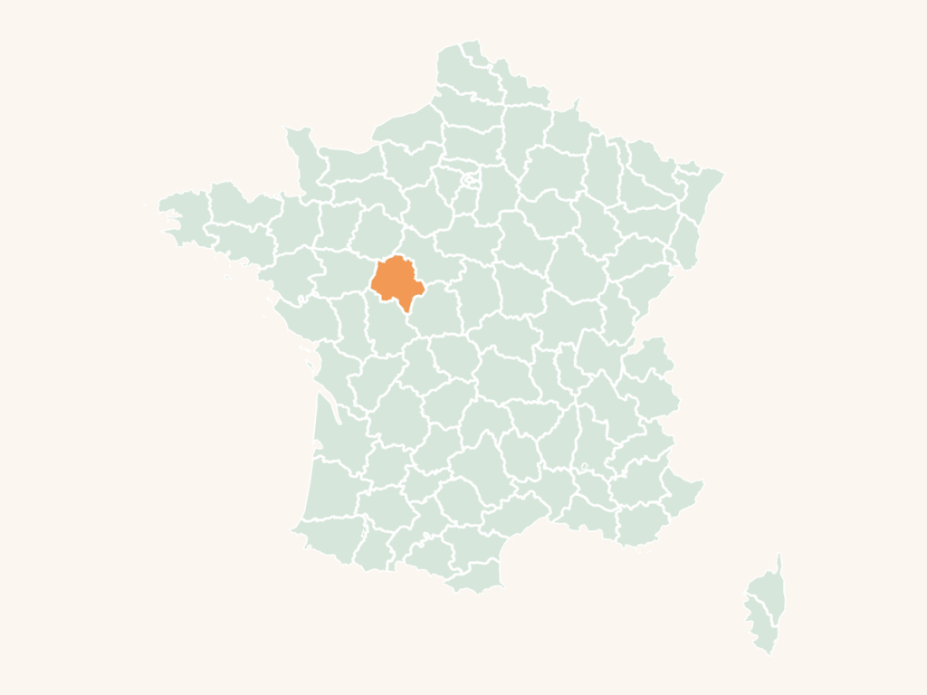 Carte urbex d'Indre-et-Loire : le département en orange sur la carte de France