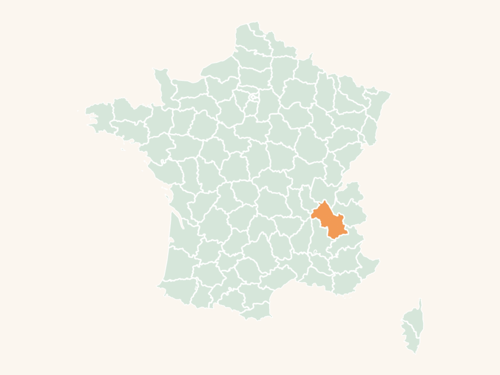 Carte urbex de l'Isère : le département en orange sur la carte de France