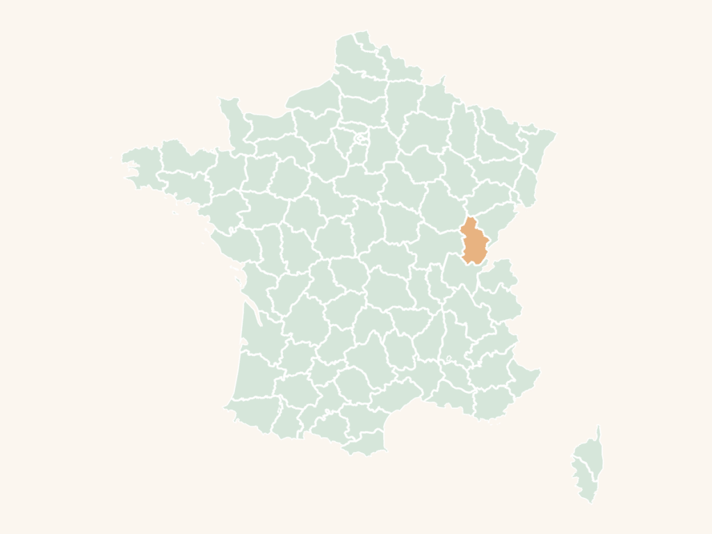 Carte urbex du Jura : le département en orange sur la carte de France