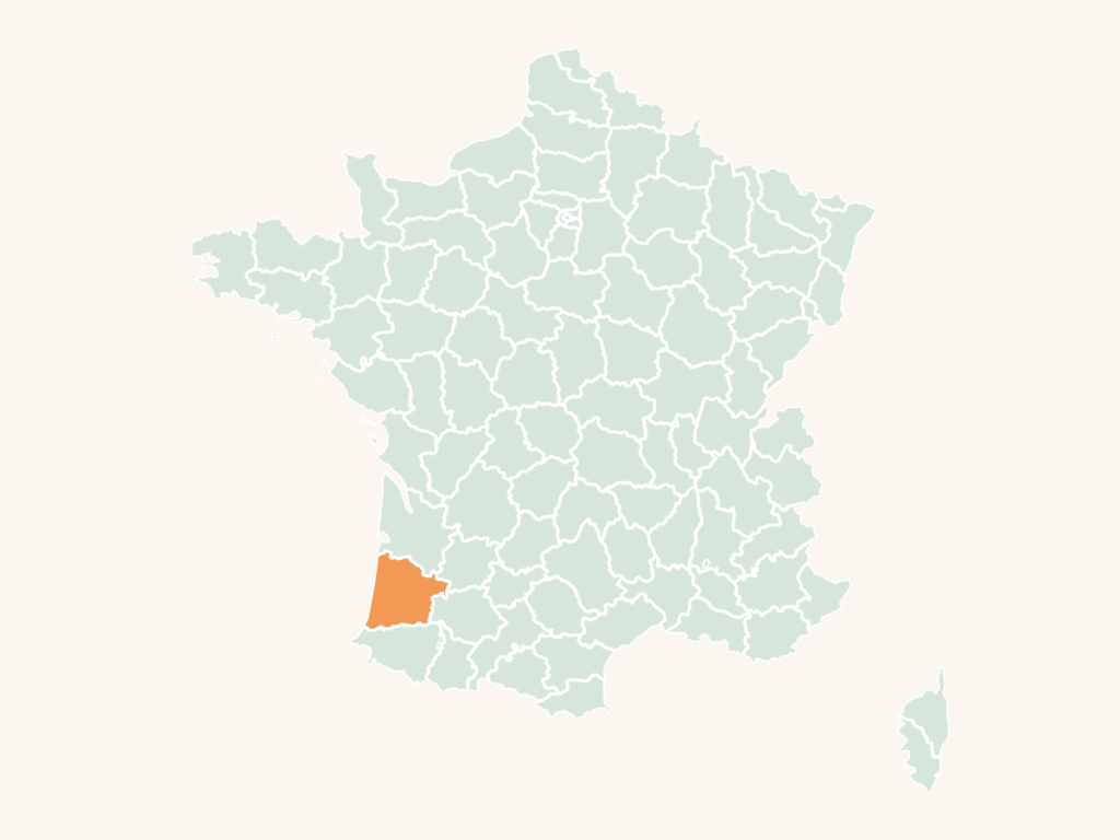 Carte urbex des Landes : le département en orange sur la carte de France