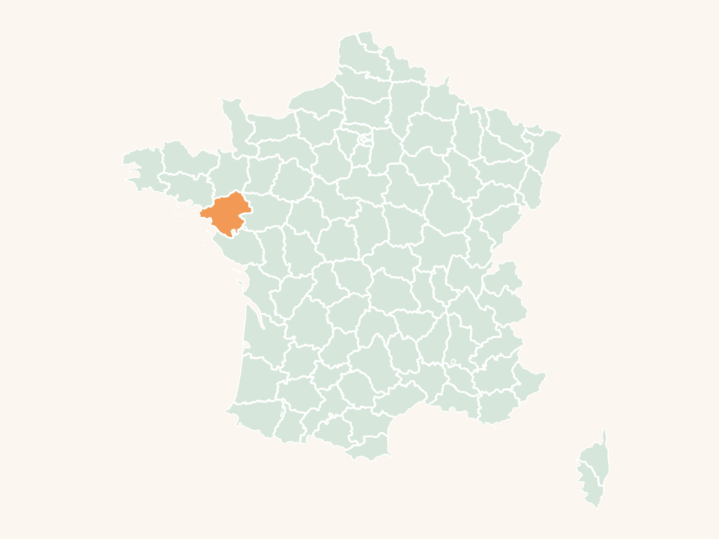 Carte urbex de la Loire-Atlantique : le département en orange sur la carte de France
