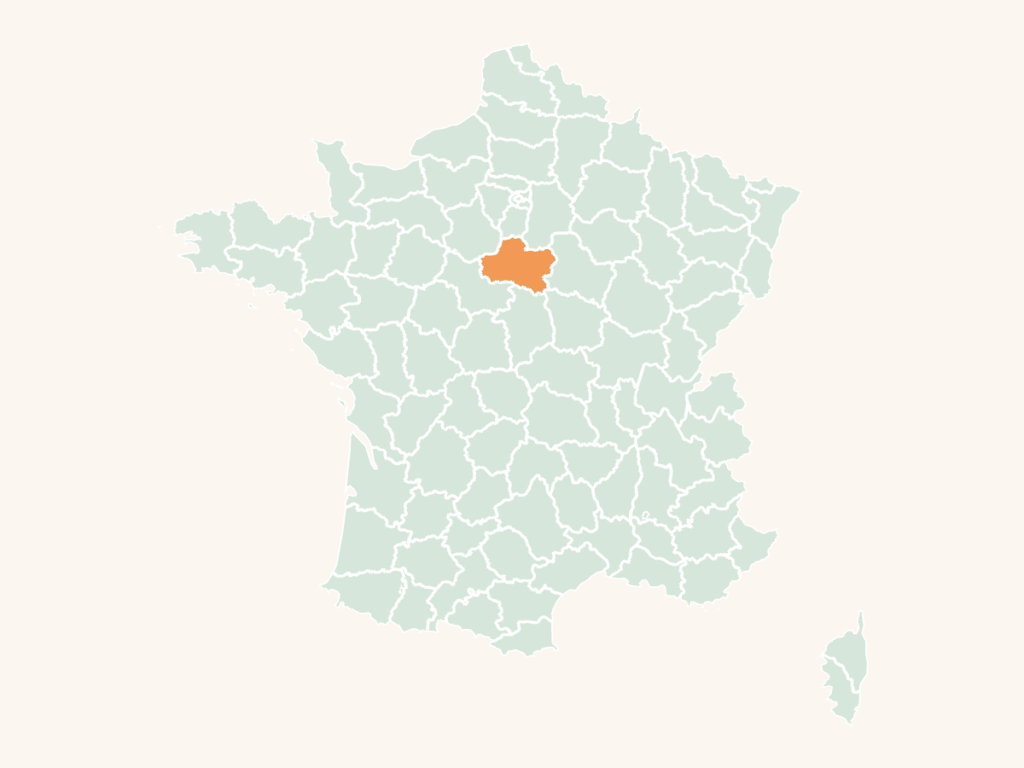 Carte urbex du Loiret : le département en orange sur la carte de France