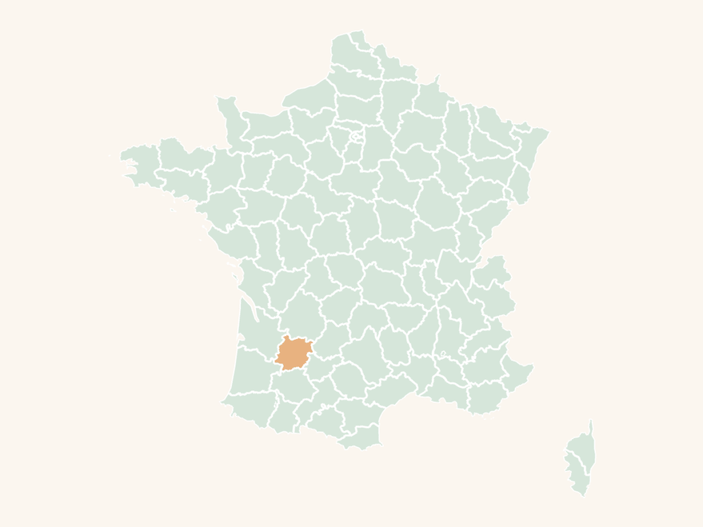 Carte urbex du Lot-et-Garonne : le département en orange sur la carte de France