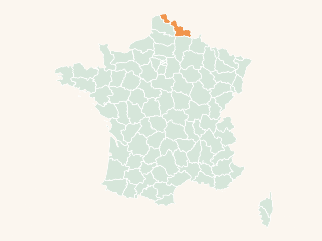 Carte urbex du Nord : le département en orange sur la carte de France