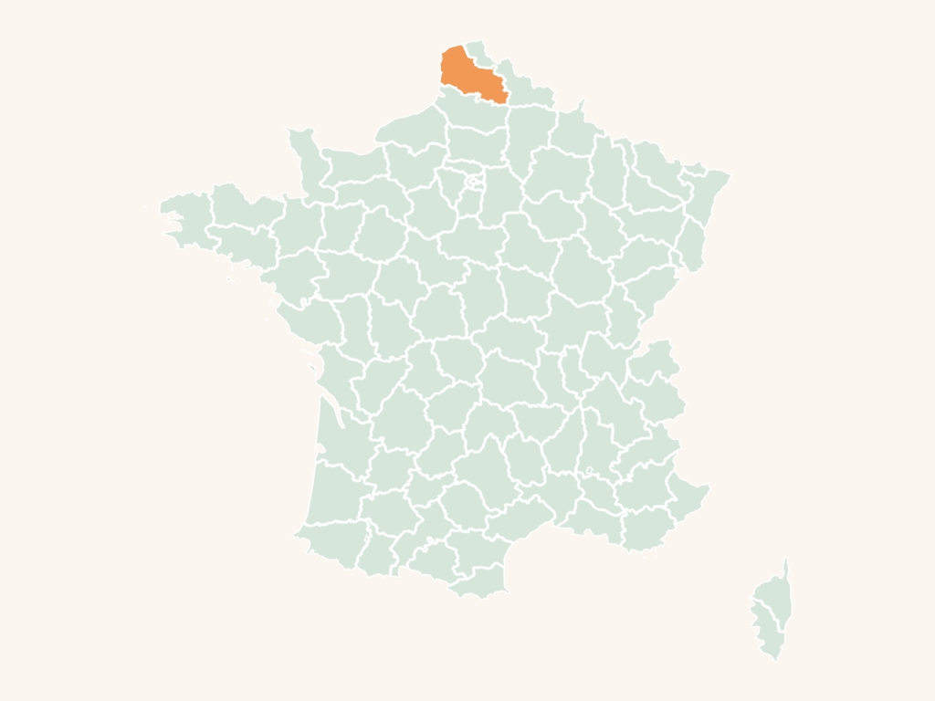 Carte urbex du Pas-de-Calais : le département en orange sur la carte de France