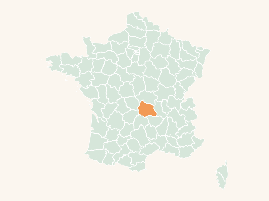 Carte urbex du Puy-de-Dôme : le département en orange sur la carte de France