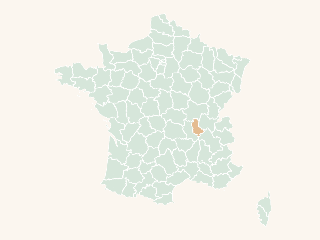 Carte urbex du Rhône : le département en orange sur la carte de France