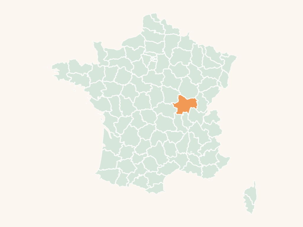 Carte urbex de Saône-et-Loire : le département en orange sur la carte de France