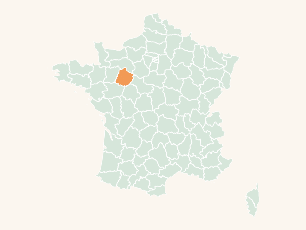 Carte urbex de la Sarthe : le département en orange sur la carte de France