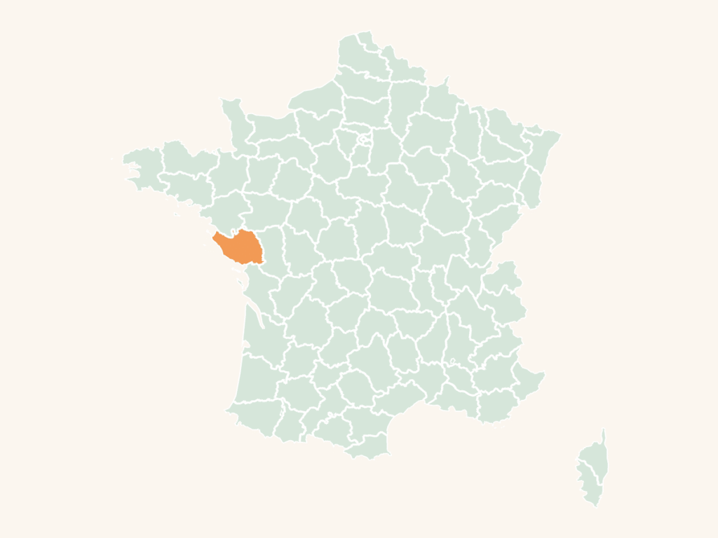 Carte urbex de la Vendée : le département en orange sur la carte de France