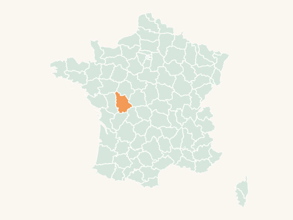 Carte urbex de la Vienne : le département en orange sur la carte de France