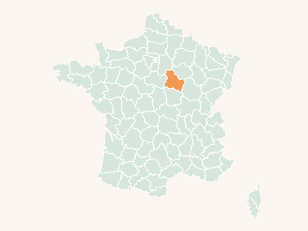 Carte urbex de l'Yonne : le département en orange sur la carte de France